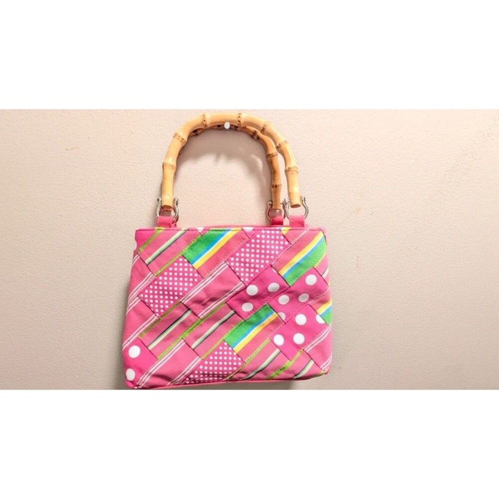 Y2K Preppy Alexandra Bartlett Pink Patchwork Ribbon Tote